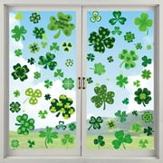 St Patricks Day Window Clings Decorations, Reusable Static Spring Shamrock Stickers for Glass Windows Door Wall Irish Saint Patricks Day Holiday St Pattys Decor (Green)